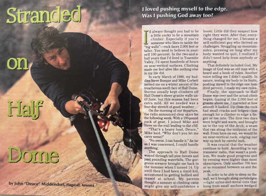 Stranded on Half Dome. Guideposts May 2000 issue. Used with permission.